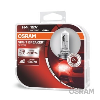 OSRAM Glühlampe H4/60-55W 12V Night Braker Silver 2er Pack