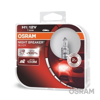 OSRAM Glühlampe H1/55W 12V Night Braker Silver 2er Pack